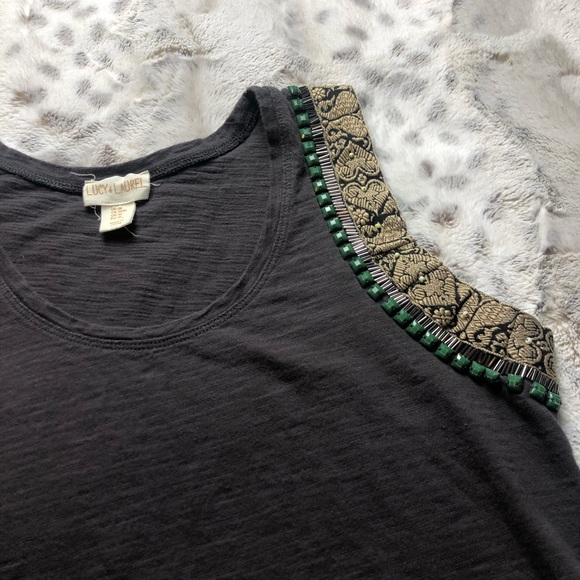Lucy & Laurel Brown Tank Beaded Embellishments - Picture 3 of 4
